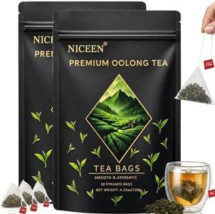 Niceen Oolong Tea Bags, 4g*60 Tea Bags, Selected Whole Leaf Oolong Tea, Smooth Aroma, Low Astringency, Daily Tea Ritual, Hot and Cold Brew, Vegan, Non-GMO (60 Pcs 2 Bags)