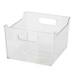 Oggi Plastic Refrigerator Storage Bin, 9.75" x 9" x 6", Clear