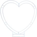 Angela Flower White 6.56ft Heart Shaped Dual Tube Metal Wedding Arch Backdrop with Base Flowers Arrangement Balloon Arch Stand Decor for Party/Ceremony/Birthday Party/Anniversary/Event