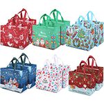 Aviski 12PCS Christmas Bags for Gifts, Tote Bags with Handles, Christmas Treat Bags, Multifunctional Non-Woven Christmas Bags for Gifts Wrapping Shopping, Xmas Party Supplies, 32.5×25×17cm