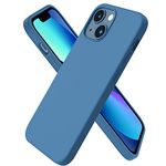 ORNARTO Compatible with iPhone 13 Mini Case, Slim Liquid Silicone 3 Layers Full Covered Soft Gel Rubber with Microfiber Case Cover 5.4 inch-Blue