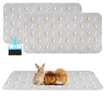 Scenereal Guinea Pig Cage Liner 2 Packs with Cleaning Brush - Fast Water Absorption Reusable Washable Pee Pads, Soft and Comfortable Mat for Small Animals Chinchillas Rabbits Hamster Bunny