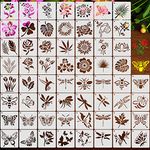 60Pcs Stencils and Templates for Painting, Flower Plant Stencils Reusable Bird Bee Butterfly Dragonfly Stencils for DIY Crafts Wood Wall Canvas Home Decor