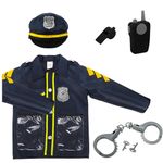 Lawei 6 Pieces Police Officer Costume for Kids, Unisex-children Police Officer Role Play Costume Dress-Up Set