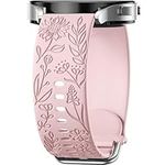 Mastten Sunflowers Engraved Strap Compatible with Samsung Galaxy Watch 6/Watch 5/Watch 4 40mm 44mm Women, 20mm Soft Silicone Replacement Band for Galaxy Watch Active 2/Watch 3 41mm/Watch 5 Pro, Pink