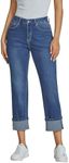 luvamia Straight Leg Jeans for Women Trendy Cropped Jeans High Waisted Cuffed Classic Blue Womens Jeans High Waisted Women High Waisted Jeans Denim Capris for Women Size Small Fits Size 4 Size 6