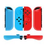 TNP Gel Guards with Thumb Grips Caps Works for Nintendo Switch Joy-Con Grip - Protective Case Covers Anti-Slip Ergonomic Lightweight Design Comfort Grip Controller (1 Pair Neon Blue + Red)