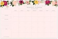 Bliss Collections Monthly Planner with 18 Undated 12 x 18 Tear-Off Sheets, Blush Floral Calendar, Organizer, Scheduler, Productivity Tracker for Organizing Goals, Tasks, Ideas, Notes, To Do Lists