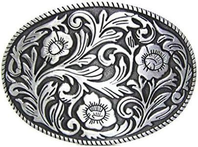 MASOP Antique Engraved Flower Solid Metal Belt Buckle Men Women Western Cowboy