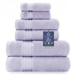 COZYART Lavender Luxury Bath Towels Set, Turkish Cotton Hotel Large Bath Towels Bulk for Bathroom, Thick Bathroom Towels Set of 6 with 2 Bath Towels, 2 Hand Towels, 2 Washcloths, 650 GSM.