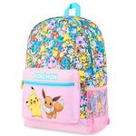 Pokemon Backpacks for Girls and Boys Teenagers Kids Rucksack Pikachu Primary School Bags for Girls and Boys Sports Travel Holiday Pokemon Gifts for Kids (Pink)