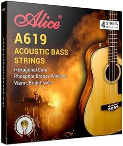 Alice Acoustic Bass Guitar Strings for Professional Use, Suitable for Acoustic Bass Concert Performance, Phosphor Bronze Nano Coating, Designed for 34” acoustic basses 4 String, Medium 45-100 Gauge