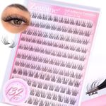 Zegaine Self Adhesive Lash Clusters Natural Look Self Adhesive Eyelashes Extension Reusable Cluster Lashes DIY Lash Extension No Glue Needed Clear Band Short CC Curl 132Pcs Individual Lashes 10-12MM