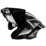 Steelbird SBA-20 Hunt ISI Certified Flip-Up Graphic Helmet for Men and Women with Inner Smoke Sun Shield (Medium 580 MM, Matt Black Grey with Black Spoiler and Smoke Visor)