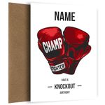 Boxing Birthday Card for Him - Have a Knockout Day! Funny Birthday Card for Dad, Brother, Grandad, Uncle or Nephew - Personalised for a Special Dad, Father-in-law or Step Dad