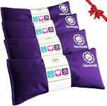 Happy Wraps Namaste Lavender Yoga Eye Pillows - Hot Cold Aromatherapy for Stress, Meditation, Spa, Relaxation Gifts - Set of 4 - Purple Cotton