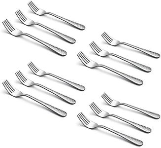 LIANYU 12 Pieces Children Stainless Steel Fork, Cute Kids Toddler Forks, Children Silverware Flatware Set, Kids Children Cutlery Set, Small Kid Utensil for Self Feeding, Mini Salad Fork