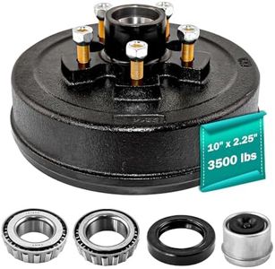 JADODE 10" x 2-1/4" Trailer Brake Drum Kit 5 on 4.5" for 3500 lbs Heavy Duty 5 Bolt Trailer Brake Drums 1/2"-20 L68149/L44649 Trailer Brake Hub Drum Assembly 008-247-05,84546,22001K