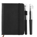 Ninnyi Pocket Notebook with 2PCS Pen, Small Black Notepad A7, Mini Note Book for Work Portable Notepad Journal (100 Sheets)