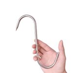 Alele Meat Hooks, 8Inch Beef Hook,Stainless Steel Heavy Duty Butcher Hooks Meat and Ribs Processing Hanging Smoking Drying Tool (FBA-Meat Hook 8mm 8inch 4p)