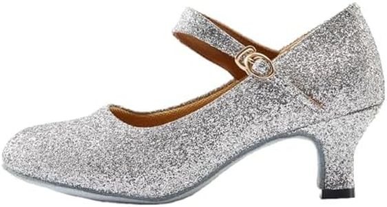 staychicfashion Women's Glitter Latin Ballroom Dance Shoes Pointed-Toe Y Strap Dancing Heels(5.5, Silver)