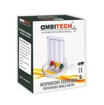 AmbiTech Respiratory 3 Ball Lung Exerciser, Spirometer, Pack of 1, White