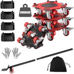 LOYAL TIGER 3000LBS Heavy Duty Furniture Dolly & Movers Set (7 Inch, Red)