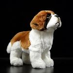 ZHONGXIN MADE Simulation Saint Bernard Dog Plush Toy - Realistic 12" Standing Soft Saint Bernard Pet Dog Stuffed Animal Puppy Model Toy, Unique Plush Gift Collection for Kids Birthday, Home Decor