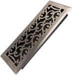 Howeall 4x12 Inches Heavy Duty Walkable Floor Register - Easy Adjust Air Supply Lever Decorative Floor Vent Covers - Savannah Design Vent Covers for Home - Antique Brass