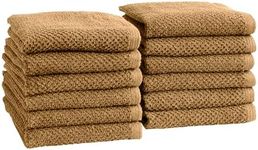 Great Bay Home Taupe Washcloth- 100% Cotton 12-Pack 13x13 Wash Cloth - Absorbent, Quick-Drying, Durable Face Towels for Bathroom Decor - Low-Twist, Two-Ply Fibers (Mocha)