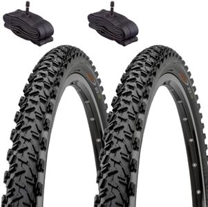 2 neumáticos 26 x 2,10 (56-559) + cámaras América, neumáticos con tacos negros para bicicleta de montaña unisex