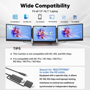 14-Inch FHD Laptop Screen Extender – Portable Dual Monitor Display