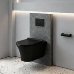 KrissKross Wall-Hung Rimless Western Toilet, Matte Black, Soft-Close Slim Seat, Space-Saving Design, Concealed Cistern Compatible, Hygienic Easy-Clean