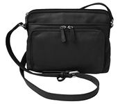 CTM Women's Leather Shoulder Bag Purse with Side Organizer, Black