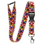 Rolseley Lanyard Neck Strap Crystal Flower Abstract Pattern with Metal Lobster Claw Clip and Safety Breakaway for ID and Passes for Everyday Use at Office, School, Events