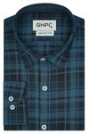 GHPC 100% Cotton Plaid Checks Full Sleeves Regular Fit Formal Shirt for Men (Blue, FSF804847_42)