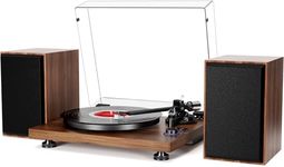 Bluetooth Record Player Wireless Turntable HiFi System Wooden Bluetooth Turntable Converter with Counter Weight, Audio Player with Twin Detachable Speakers,Built-in Phono Preamp and AT-3600L Cartridge