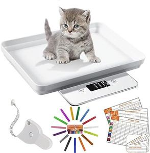 Digital Small Animals Scales for Weighing with Tape Measure&Collars &Record Sheets, Detachable Tray Puppy Whelping Scale with High Precision Weigh Your Kitten, Rabbit, Multifunction Scales