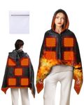 Lorrtta Heated Shawl Blanket with Zipper Detachable Hat,USB Electric Nine Heated Areas 3 Levels Temperature 2024 Upgraded Thick Fast Heating Portable Heated Blanket Throw For Home Office 150 x 85 CM