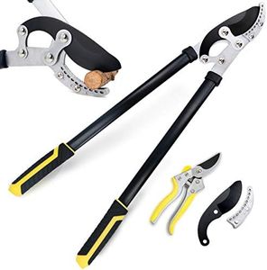 Jardineer Garden Loppers Pruners Set, Include 30" Anvil Loppers for Tree Trimming Heavy Duty with 2" Cutting Capacity, Bypass Pruning Shear and Spare Loppers Blade