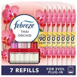 Febreze 3Volution Plug In Air Freshener Refill, 20ML x 7, Odour Eliminator & Bathroom Air Freshener, Thai Orchid