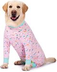 Dog Pajamas Jumpsuit for Medium Large Dogs,Lightweight Dog Pjs Clothes Apparel Onesies,Shirt for Large Size Dogs After Surgery, Full Belly (32 (Chest 32.28'',Back Length 22.05''), Pink Rainbow)