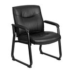 Flash Furniture GO-2136-GG HERCULES Series Big & Tall 500 Lb. Capacity Black Leather Ebyecutive Side Chair with Sled Base