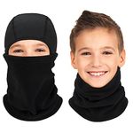 Arcweg Kids Balaclava Ski Mask Thermal Fleece Balaclava Neck Warmer Winter Windproof Face Hood Mask Fits Under Helmets Balaclava for Boys Girls in Winter for Skiing, Running, Cycling Black