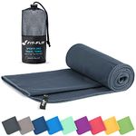 Fit-Flip Microfibre towel - compact, ultra lightweight & quick dry towel - the perfect gym, travel & beach towel - swimming towel for sports, camping & hiking (30x50cm dark grey - without bag)