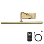 MKBNG Picture Light Battery Operated Art lights for Painting with Remote Wireless Wall Light Dimmable & 3CCT Gold Picture Frame Light 15.75 Inch Wall Sconce Light