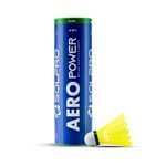 Solpro Aero Power Nylon Badminton Shuttlecock | Pack of 6 | Durable Slow Speed Shuttle for Training, Practice & Recreational Games, Stable Flight & Long-Lasting Performance