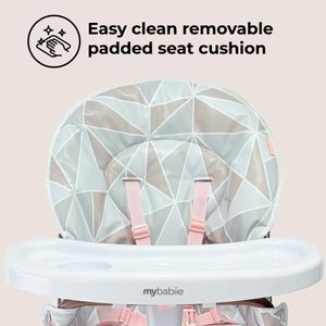 My Babiie Compact Highchair – Rose Pink Foldable Baby Seat