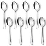 BEWOS 8-Piece Serving Spoon, 4 Serving Spoons and 4 Slotted Spoons, 9.1-Inch Large Serving Spoons for Parties, Stainless Steel Serving Spoons, Dishwasher Safe, Serving Spoons for Buffet