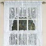 Sweet Home Collection Kitchen Window Tier, Swag, or Valance Curtain Treatment in Stylish and Unique Patterns and Designs for All Home Décor, Songbird White